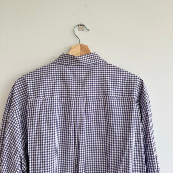 Peter Millar Gingham Print Long Sleeve Collared Button Up Shirt Purple XL - Picture 5 of 5